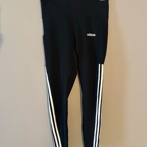 Adidas Women’s Black Leggings with White Stripes. size: Medium (M)